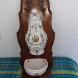 Fountain and washbasin moustier wood support carved, handmade