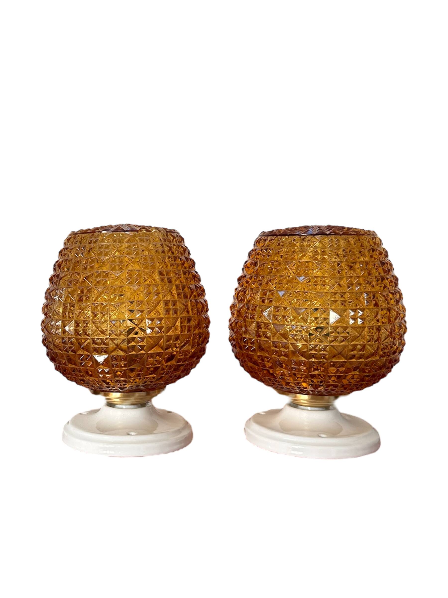 Pair of gold glass wall sconces