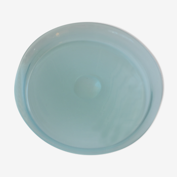 Old blue glass round tray