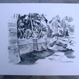 Original drawing in black chalk by Jean Villette (1913-2005)