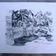 Original drawing in black chalk by Jean Villette (1913-2005)