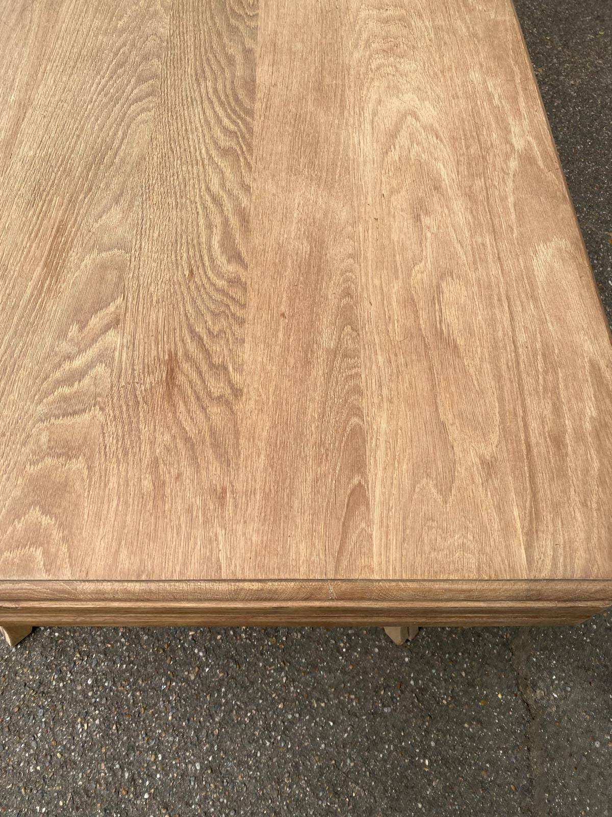 Renovated Art Deco extendable dining table in solid oak and pine from the 1960s.
