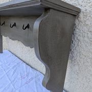 Vintage Wall Shelf Coat Rack Solid Oak Shabby Chic Finish