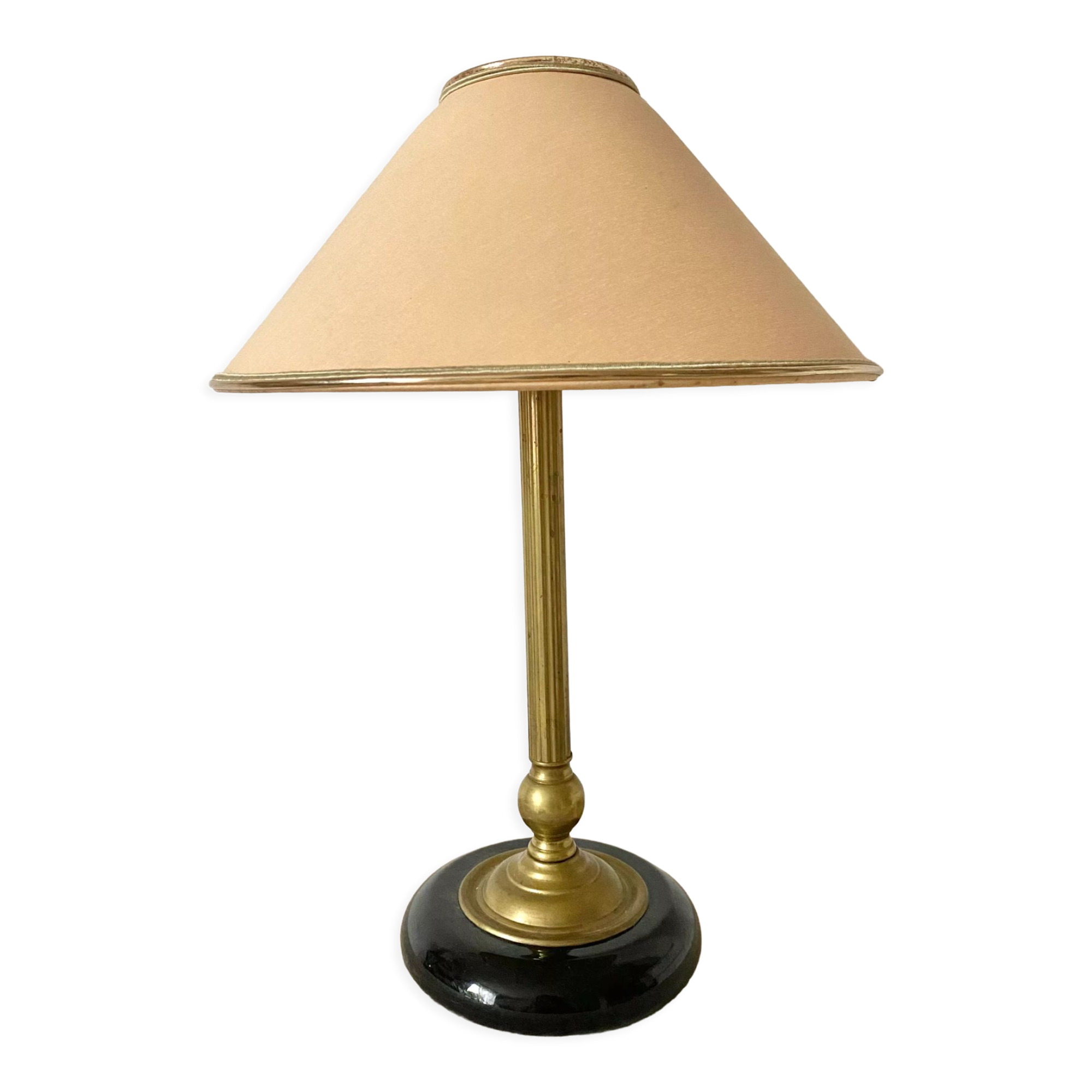 Antique living room lamp in bronze and ceramic