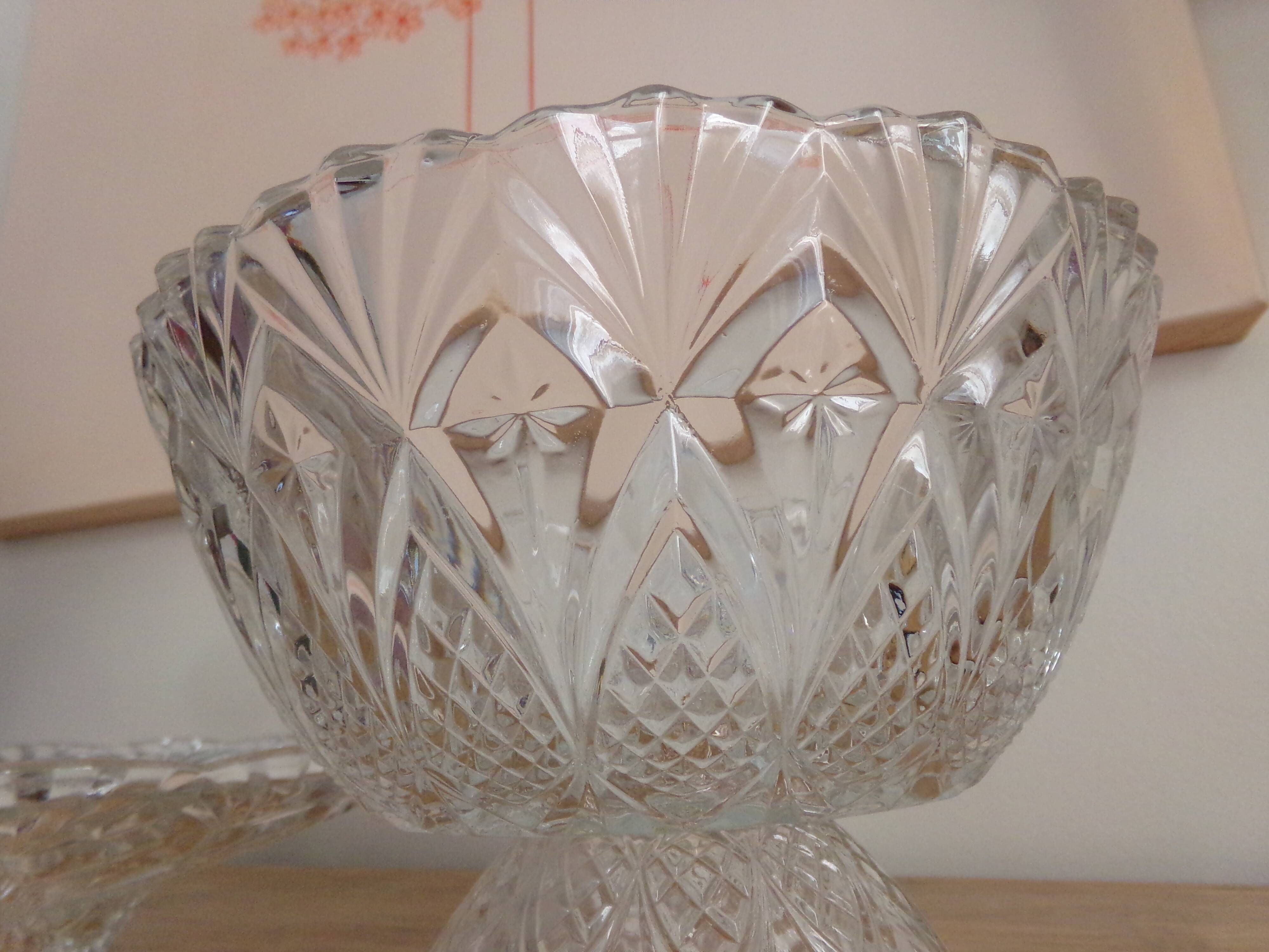 Cut glass dish and fruit cup