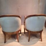 Pair of swan neck gondola armchairs