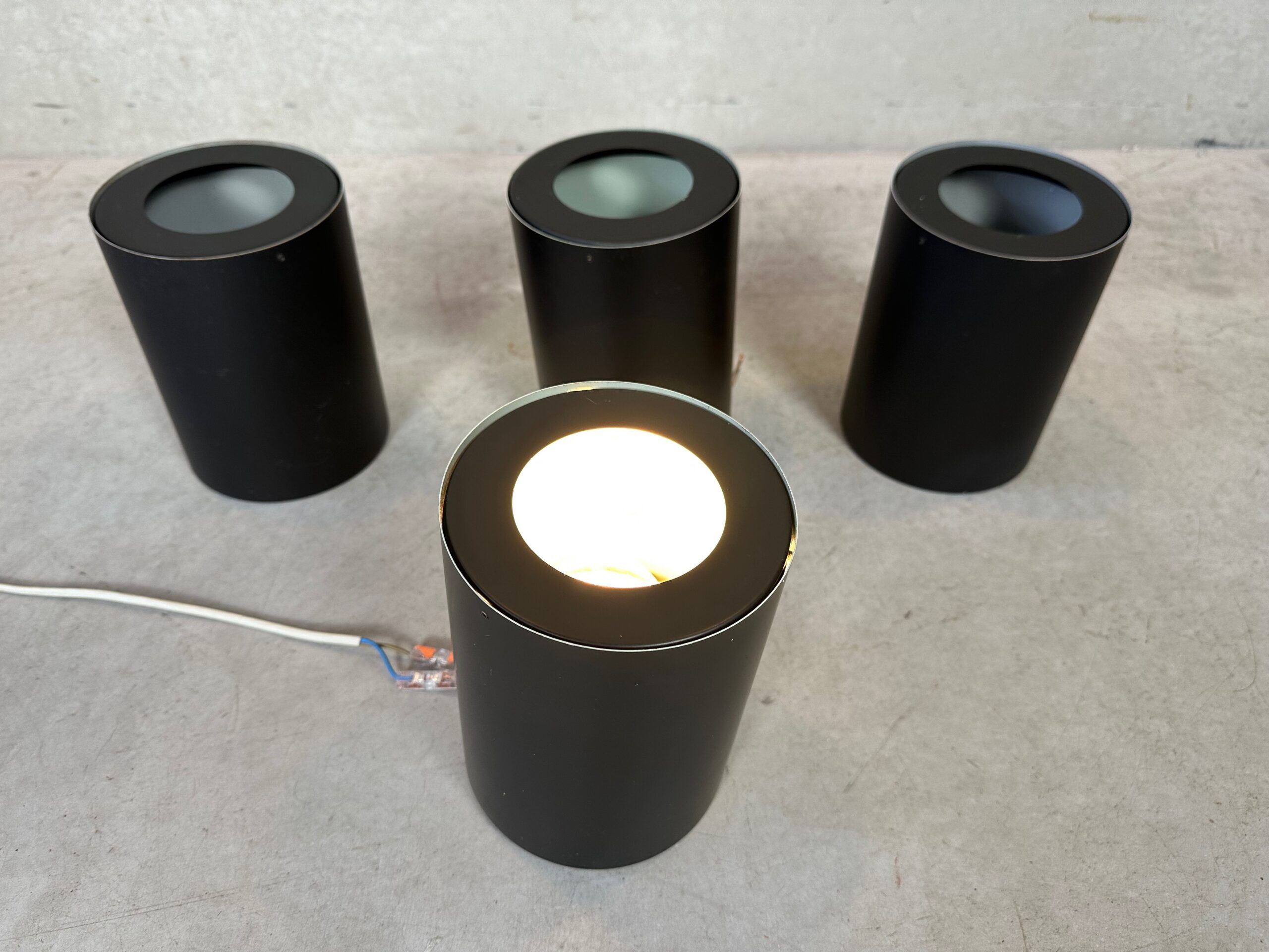 4x vintage RAAK cylinders flush mount lamps