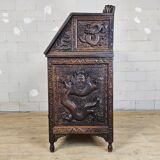 Antique 19th-century Chinese secretary with dragon woodcarving