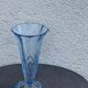 Blue molded glass vase in art deco relief