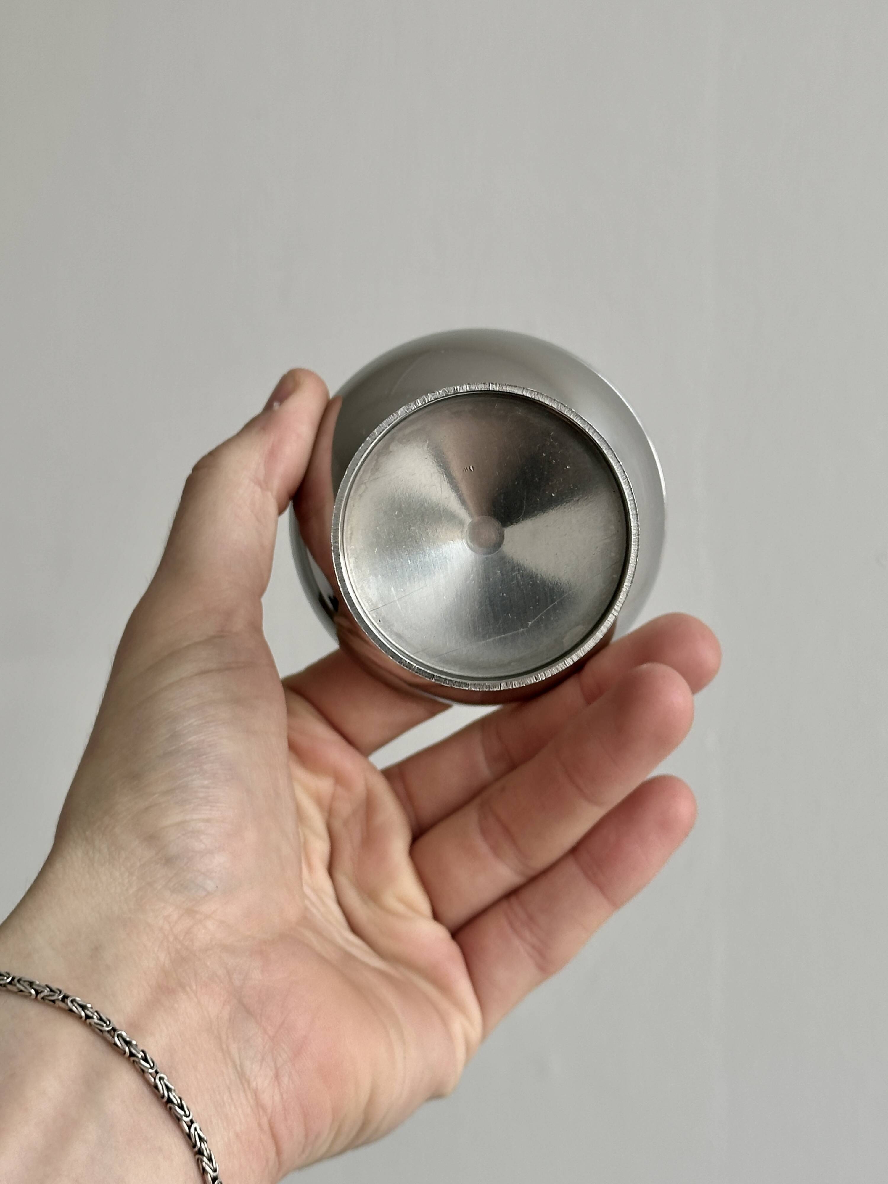 6 small stainless steel dessert bowls on stands