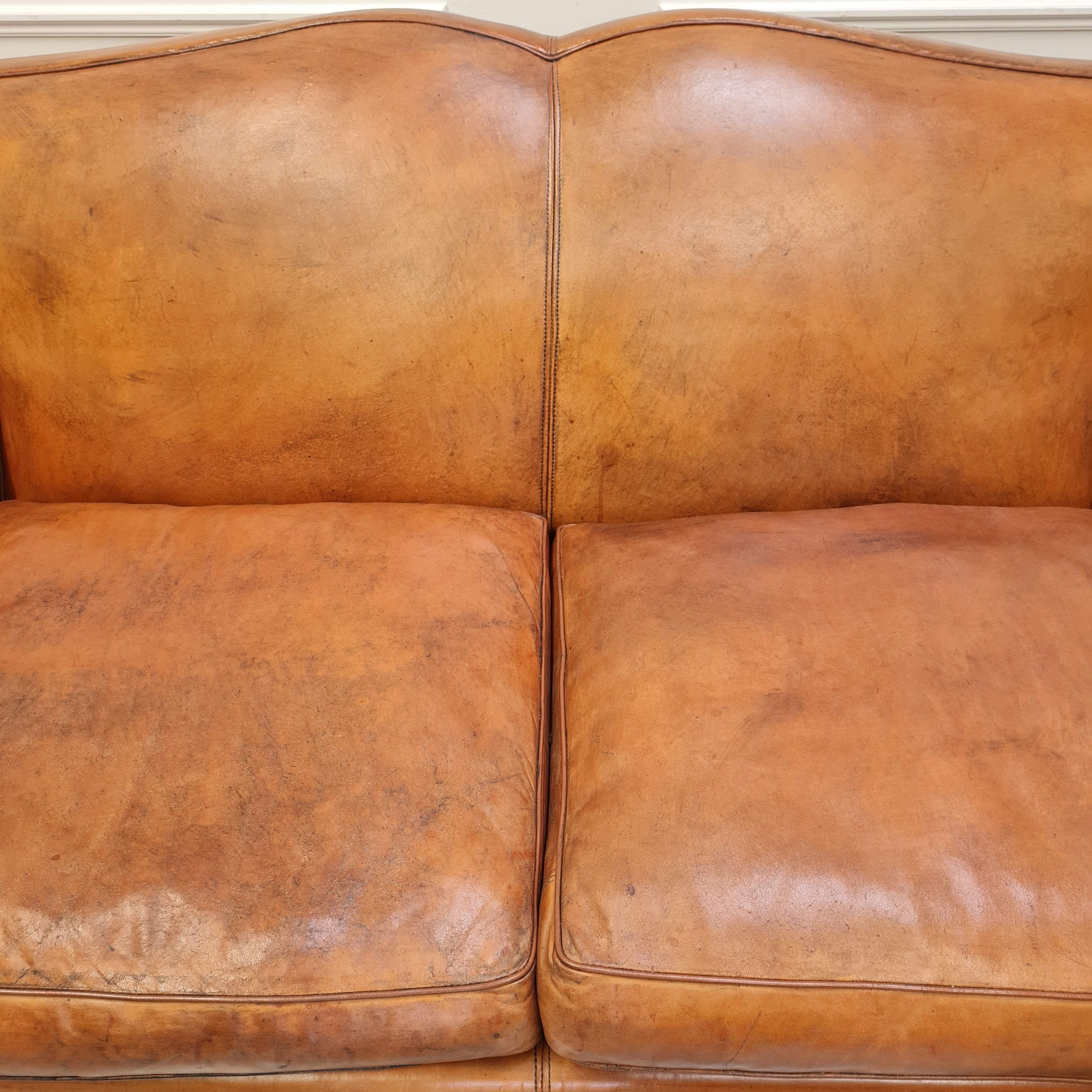 Vintage french leather sofa c1950