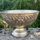 Large silver plated champagne cooler bowl on pedestal with grape