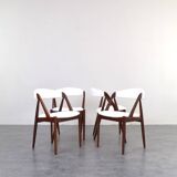 Teak & Boucle Chairs by Kai Kristiansen for Schou Andersen, 1960s, Set of 4