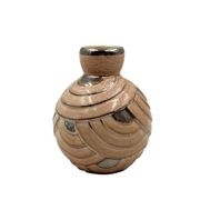 Art Deco pink & silver ceramic vase, Italy 1930s