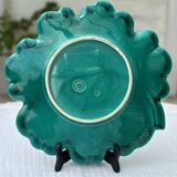 Vintage slip serving dish - Green leaf with black veneered edge