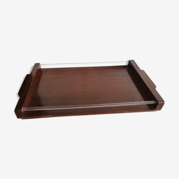 Exotic wooden and glass tray