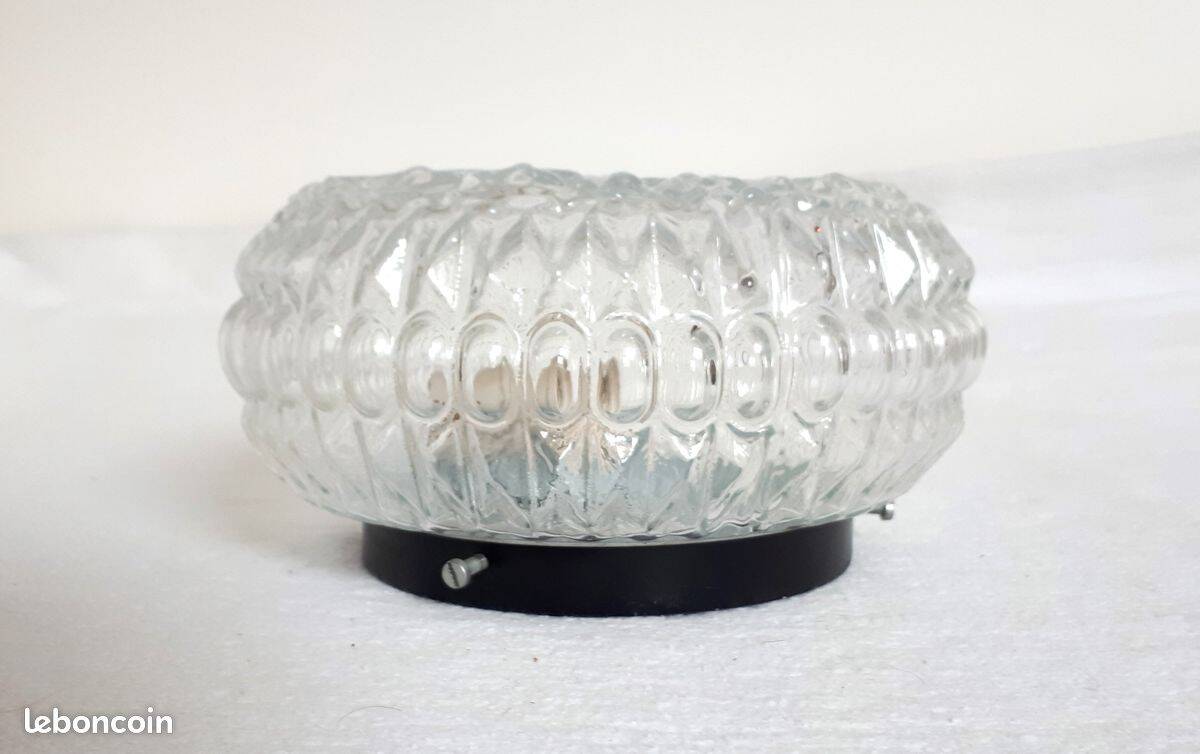 1970s Retro Vintage Ceiling Light / Wall Lamp with Flower Power Design, Cabochons