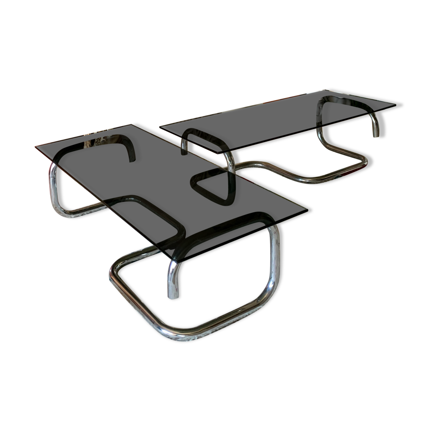 Coffee table chrome and smoked glass
