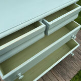 Vintage 4-drawer chest in sage green pine.