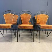 Chaises en osier par Frederick Weinberg, années 1960, ensemble de 6