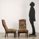 Pair of antique chairs in animal fabric, late 19th century