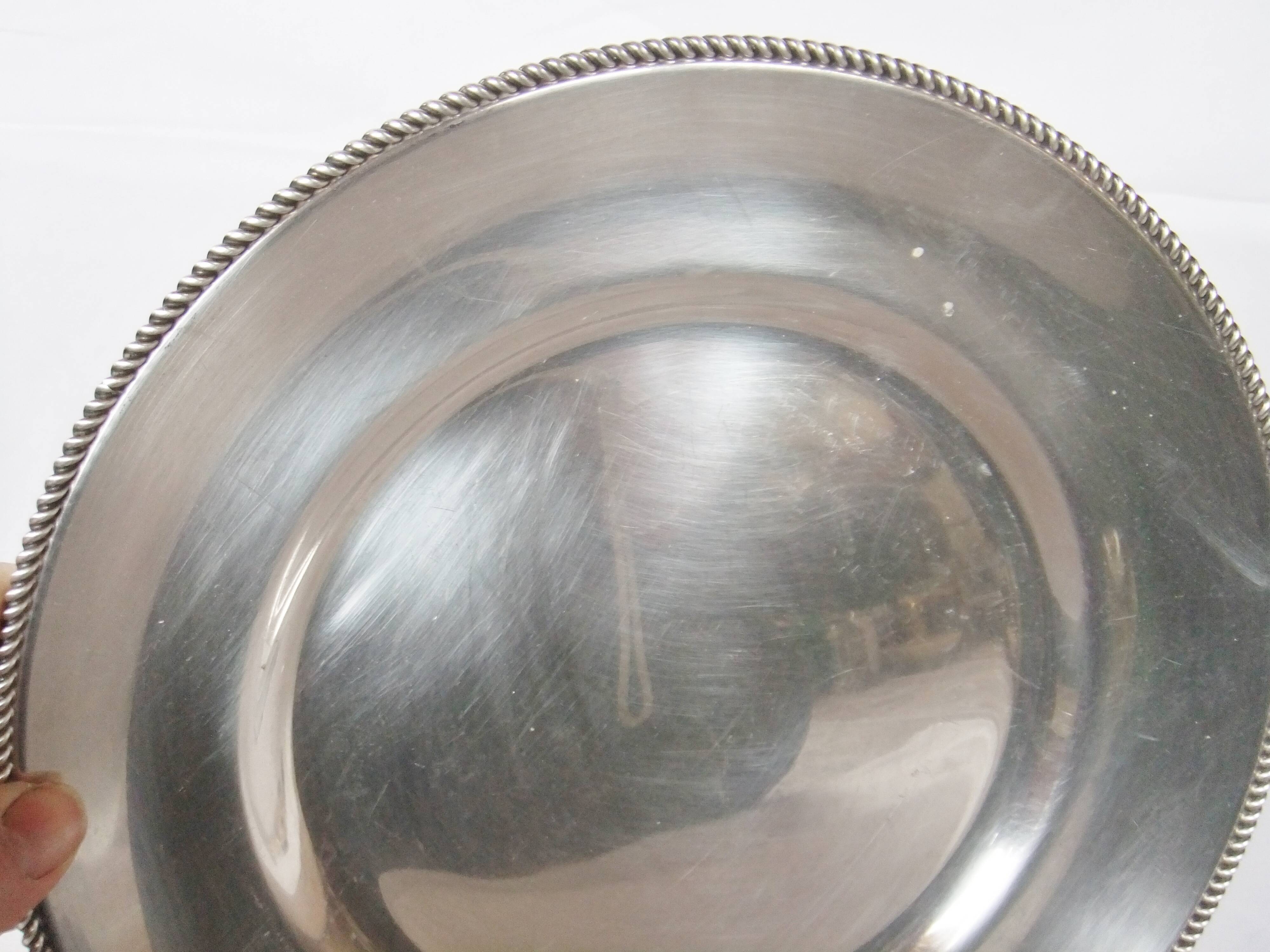 Round table service table tray Silver metal punch WMF