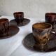 Beauvaisis Warluis 4 cup and sandstone sub-cup set