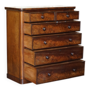 Victorian commode in flame wood with four drawers