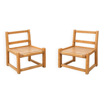 2 old library armchairs – Solid wood