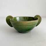 Bol à oreilles ancien en céramique vernissée verte type Tamegroute