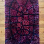 Mid-century Modern Bordeaux Red Rya Rug by Gull-Britt Johansson for NIAB, Sweden