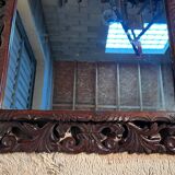 19th century mirror in carved and openwork chestnut