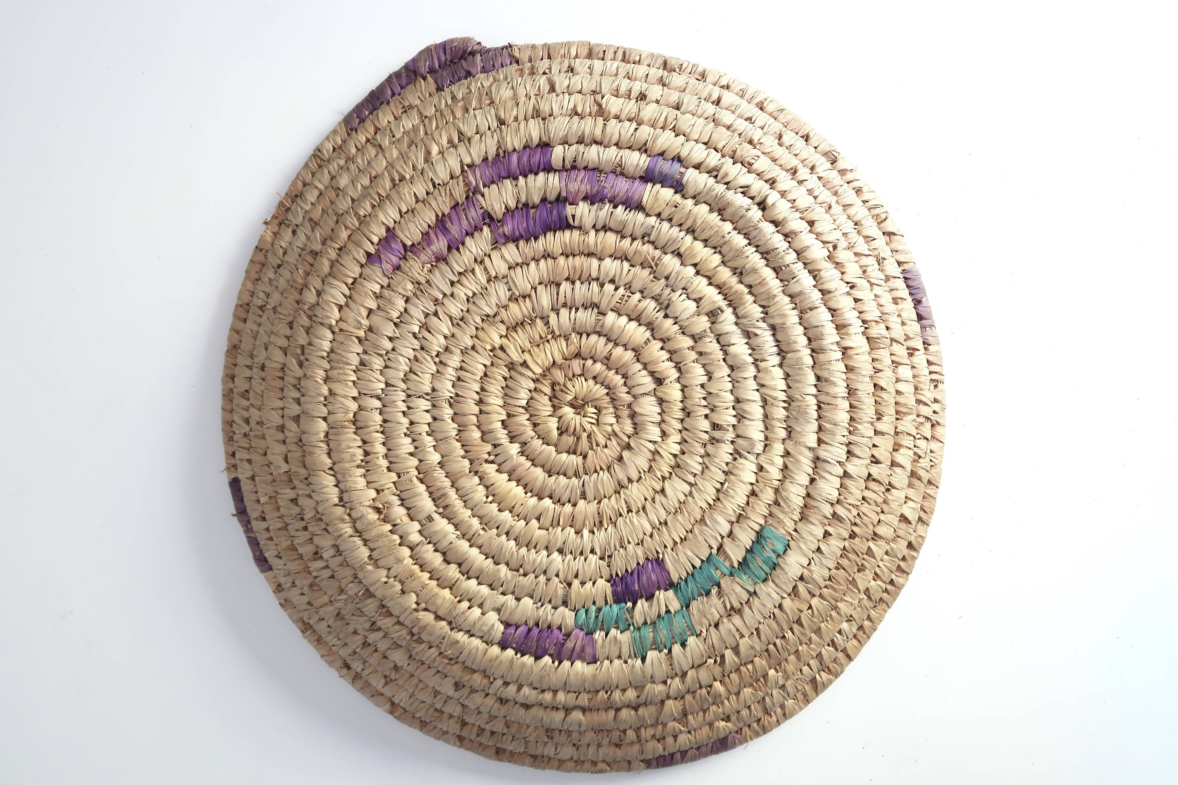 Braided round ethnic tray or wall decoration