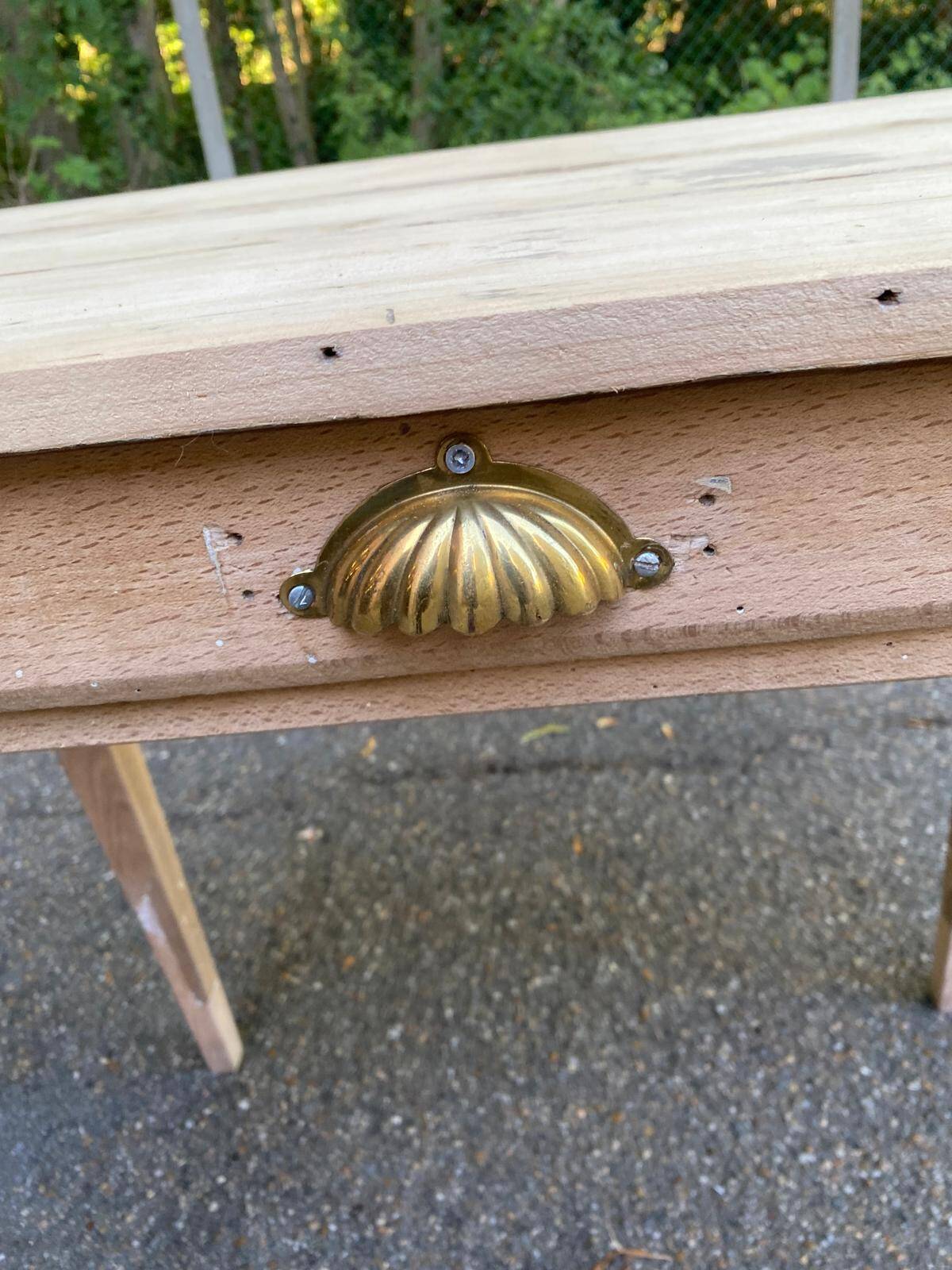 Renovated Parisian desk in raw solid wood 1950 - 80x45cm