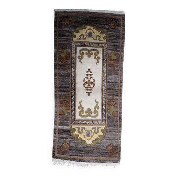 Vintage Tibetan Art Deco Khaden rug 95cm x 202cm 1960s