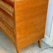 Scandinavian chest of drawers in oak and rattan from the 50s/60s.
