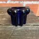 Bougeoir Ancien Design Verre Moulé Bleu Cobalt Années 70 France Vintag