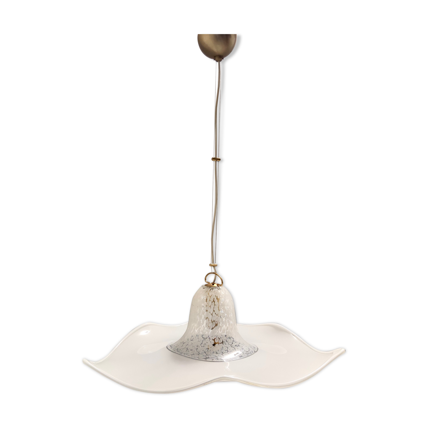 Postmodern White Murano Glass Pendant Marked La Murrina, Italy 1980s