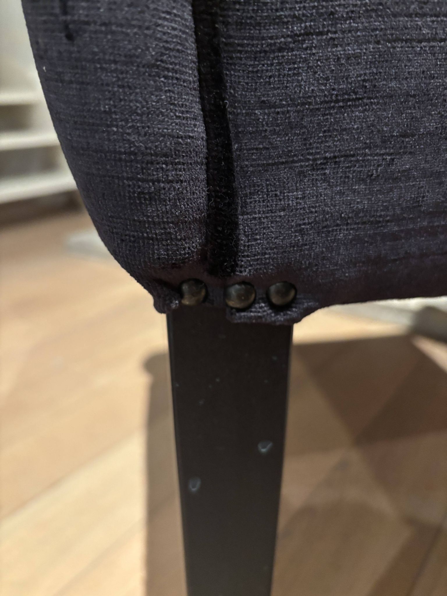 set of 8 upholstered dining chairs in black velvet