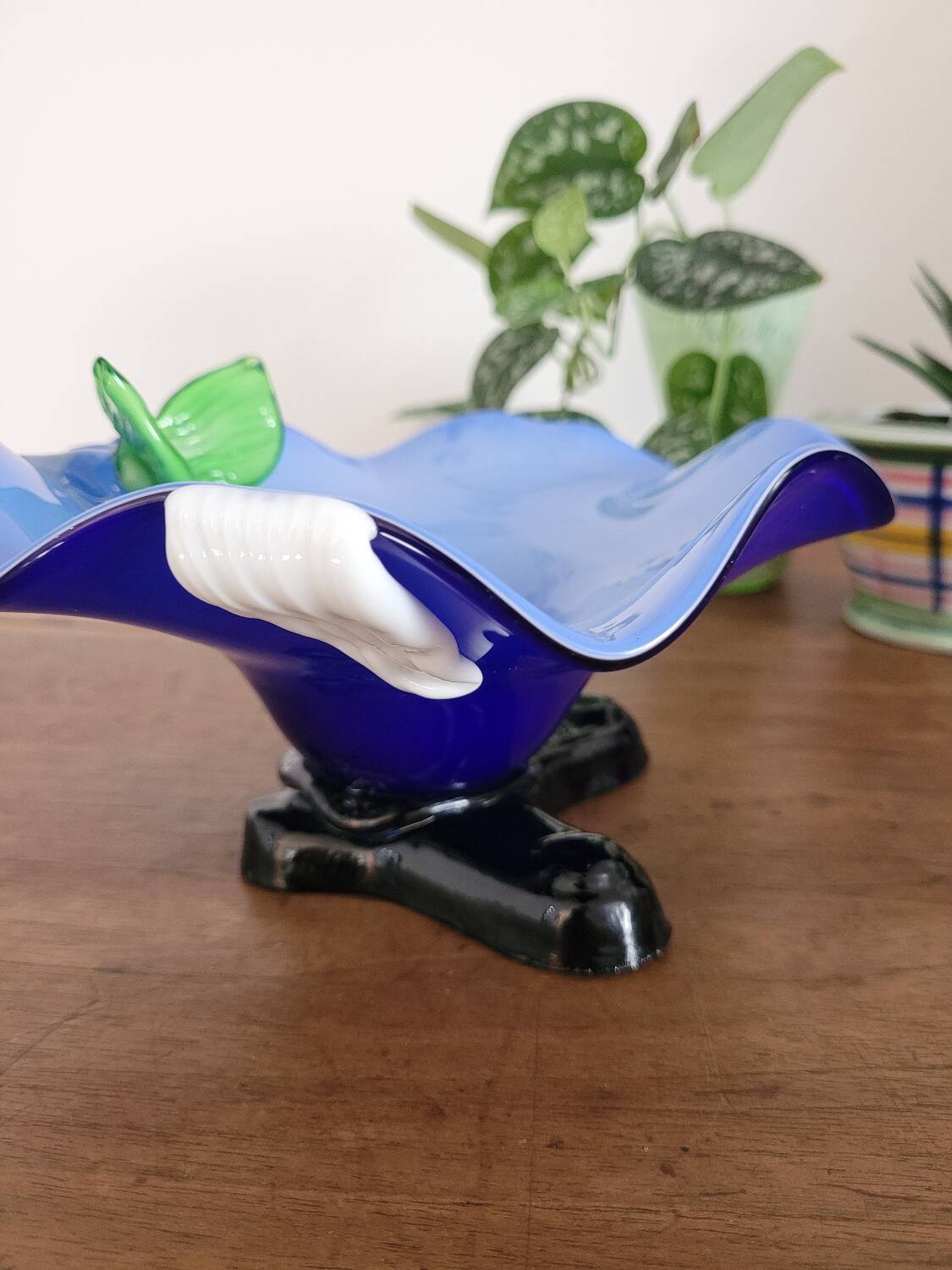 Handcrafted opal glass bowl