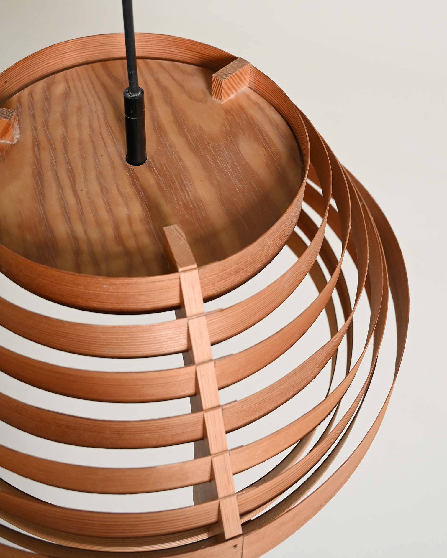 Pendant lamp in Swedish pine from Scandinavian production, 1960s