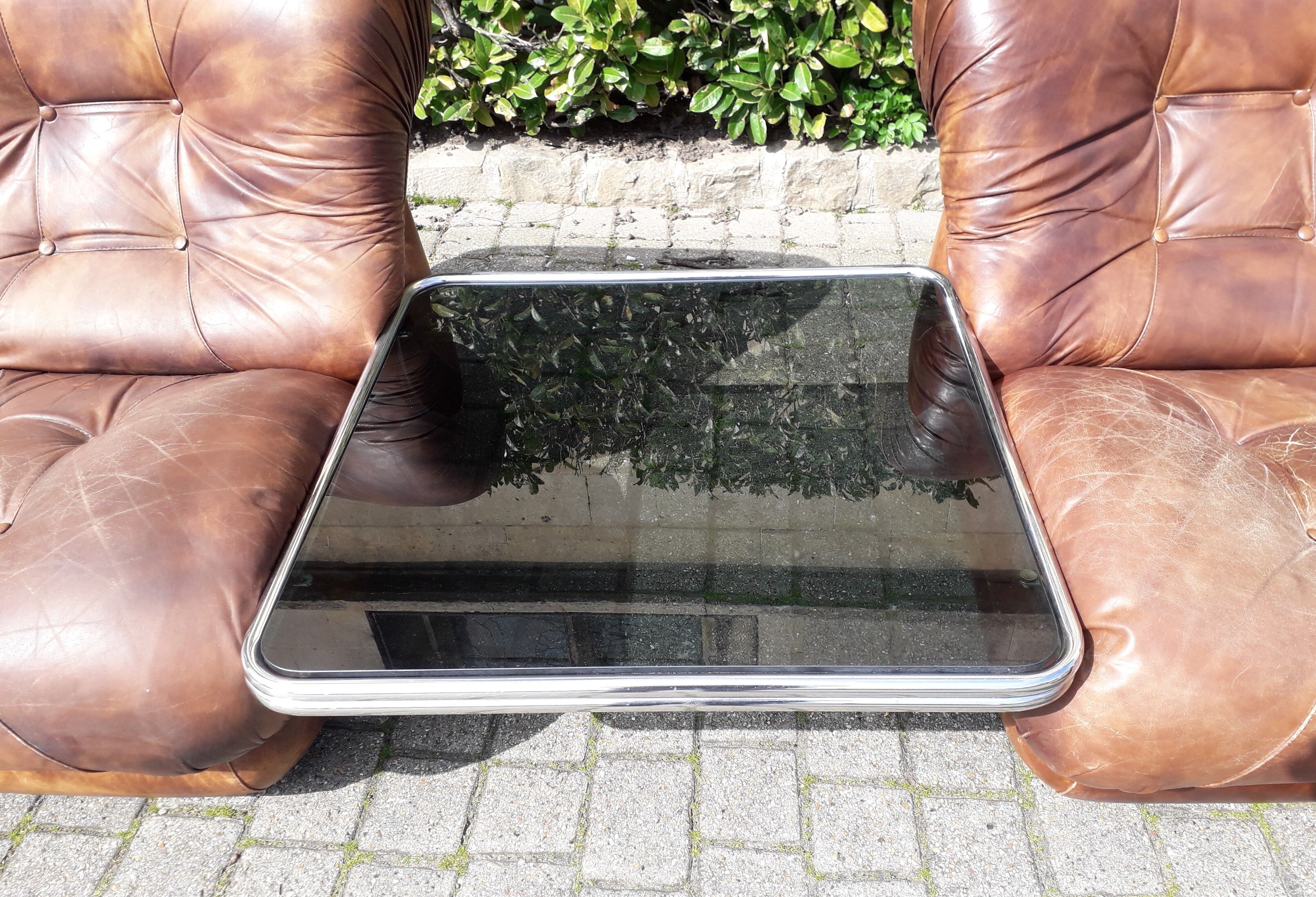 full leather sofa IPE spa Italian design 70s