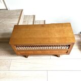 Wooden and rattan chest