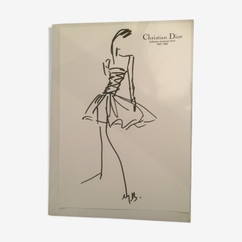 Illustration de mode de presse Christian Dior fin des années 80