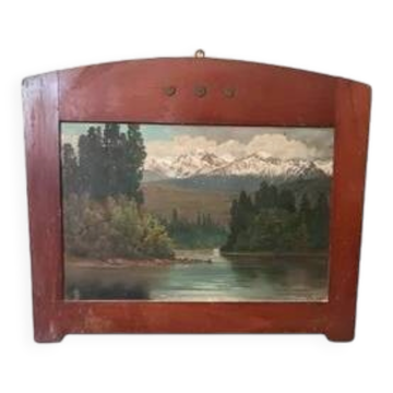 Antique painting landscape mountains oil on canvas Ercole Benussi (Milan 1844)
