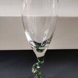 Lot 4 Large Champagne Flutes/Twisted design foot, colorful. High 22.5 cm