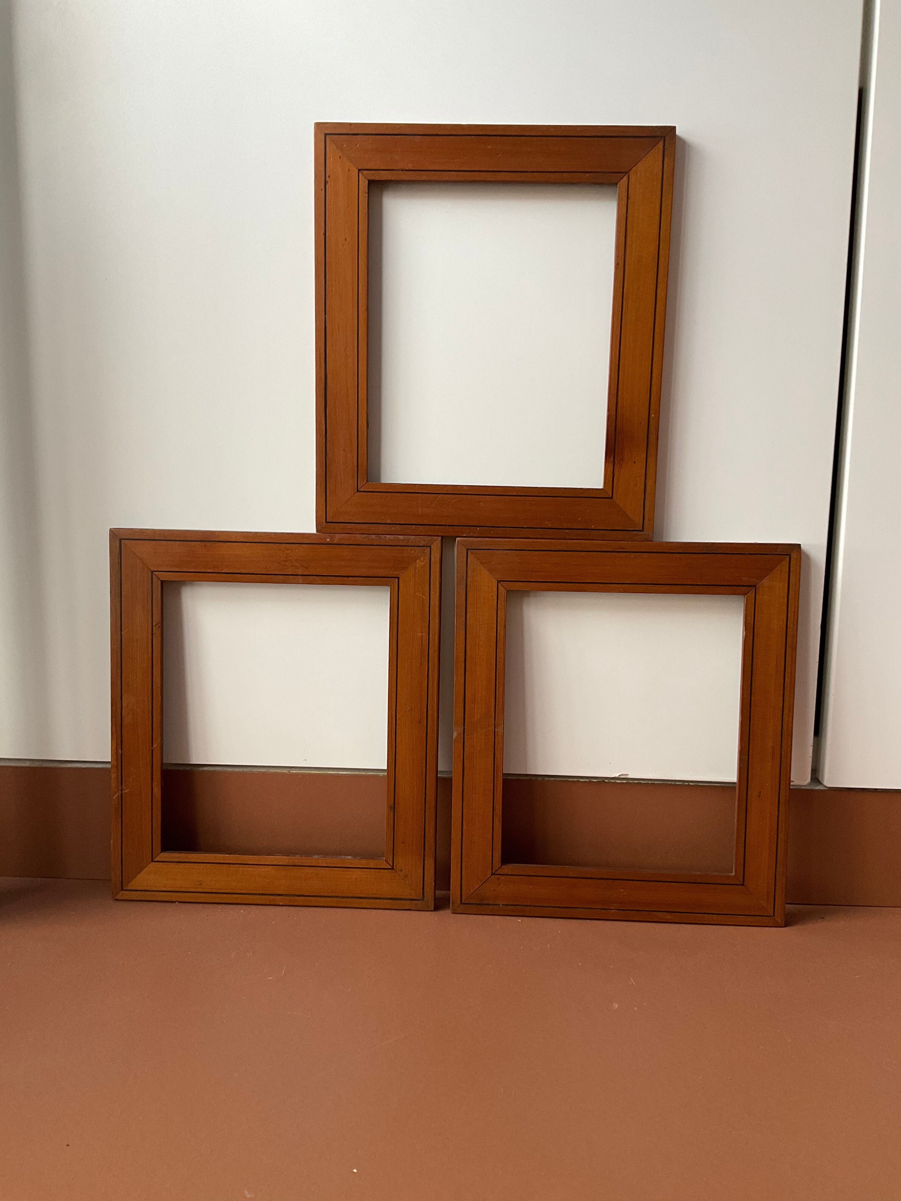 Set of 3 small old wooden frames
