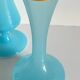 3 VASES Bleu Océan Grès et Verre OPALIN Vintage