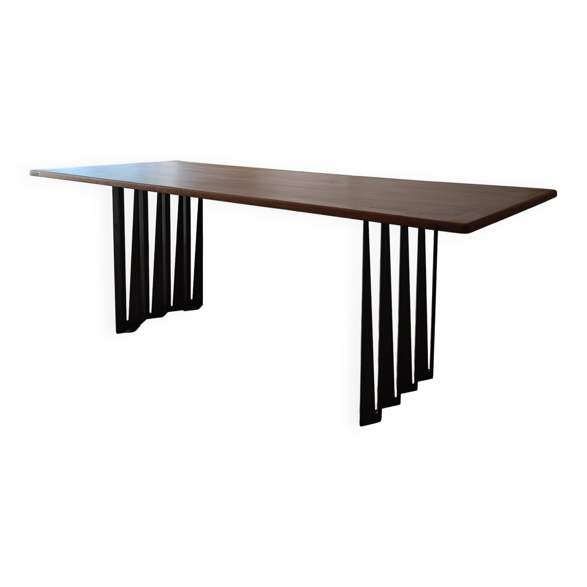 Oak and steel design table