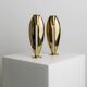 Doré Laiton Vintage Candle Holders – Two 1970s Art Deco Brass Sculptures, Elegant Table Centerpiece